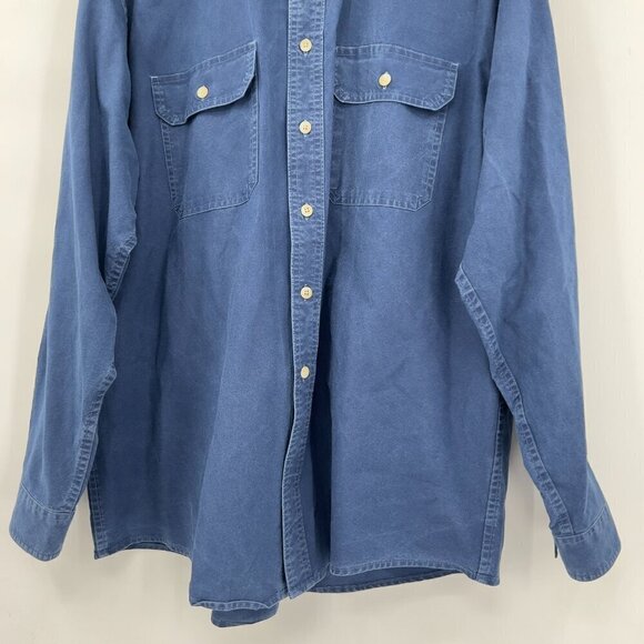 LL Bean Mens Large Regular Long Sleeve Button Up Blue Shirt - Picture 4 of 9